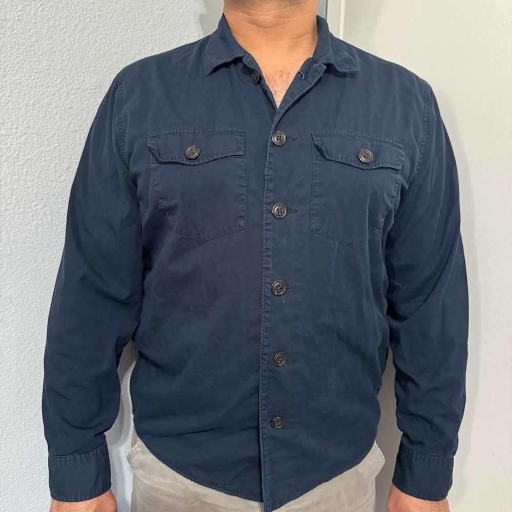 Abercrombie & Fitch Men Blue Button-Down Fleece Lined Shirt Jacket Size XL